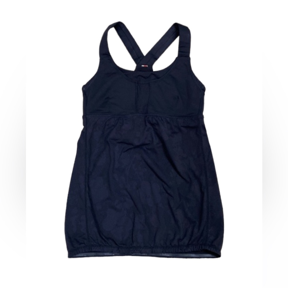 lululemon athletica “my 🖤 races” tank top, flower print, elastic bottom, Black